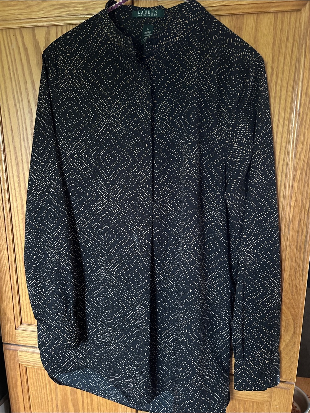 Lauren Ralph Lauren Black Blouse with Cream Dot Motif